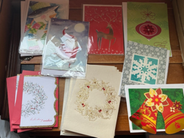 Lot of Various Christmas Cards w Snowman Santa Claus Wreath Bells Including Enve - £8.92 GBP