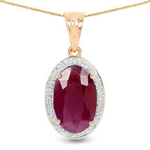 6.40 Carat Genuine Ruby and White Diamond 14K Yellow Gold Pendant - £504.56 GBP