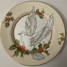 Fitz and Floyd Christmas Holly Dove Salad / Dessert Plate Porcelain Japan 7 1/2” - £15.81 GBP