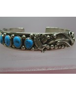 Stanley Bain Navajo Sterling Silver Turquoise Cuff,Signed,30.2 grams - £235.91 GBP