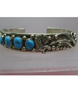 Stanley Bain Navajo Sterling Silver Turquoise Cuff,Signed,30.2 grams - £225.44 GBP