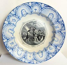 Antique Religious Plate The Baptism of Jesus Ceramic Maestricht Blue - £38.91 GBP
