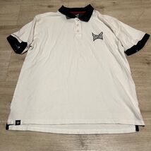 Tapout Polo Shirt Embroidered Logo Short Sleeve  Top Y2K Vtg XL White MMA - $22.48