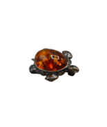 Sterling Silver Turtle Pin Brooch w/ Stone Shell Amber 925 Stamp 3.75g V... - £34.15 GBP