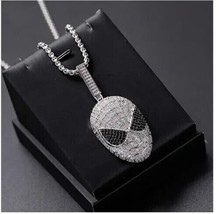 2Ct Round Cut Lab-Created Diamond Spider-Man Face Pendant 14K White Gold Plated - £151.86 GBP