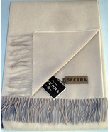 Sferra Tartini Merino Wool Fringed Throw Ivory Pearl Soft Twill Weave 50... - £141.46 GBP