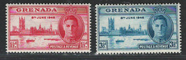 British Grenada 1945-46 Very Fine Mnh Stamps Scott # 143-144 Peace Issue - £0.88 GBP