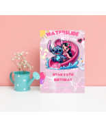 Stitch &amp; Lilo Pink Waterslide Pool Party Invitation | Tropical Birthday ... - $3.50