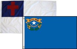 2x3 Christian Christ &amp; State Nevada 2 Pack Flag Wholesale Combo 2&#39;x3&#39; Banner Gro - £7.56 GBP
