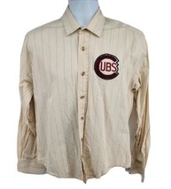 Chicago Cubs Retro PinstripeJersey Shirt Long Sleeve Button-up Red Jacke... - £19.77 GBP