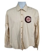 Chicago Cubs Retro PinstripeJersey Shirt Long Sleeve Button-up Red Jacke... - £19.46 GBP