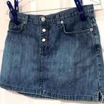 Roxy Jean Denim Blue Mini Skirt Button Fly Sz 5 - £24.03 GBP