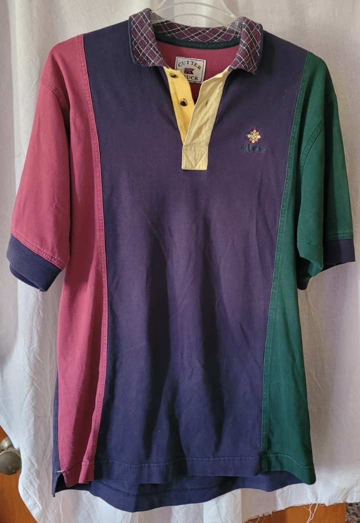 Men&#39;s Three Button Pullover Cutter &amp; Buck Shortsleeve Shirt Casual La Qu... - $16.99