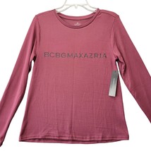 BCBGMaxAzria Women Shirt Size M Purple Stretch Preppy Logo Classic Long Sleeves - £20.53 GBP