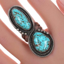 sz6.5 Large Vintage Spiderweb turquoise Navajo silver ring - £324.76 GBP