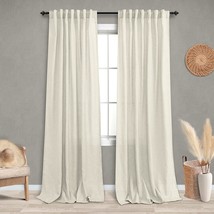 Boho Neutral Rod Pocket Back Tab Long Curtains Set 2 For Farmhouse Decor - £35.92 GBP