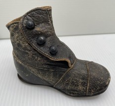 Antique 19th century 1800&#39;s Leather Baby Boots Shoe Infant Brown - $16.36