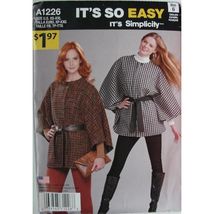 Simplicity Sewing Pattern 1226 Cape Poncho Misses Size XS-XXL - $6.38