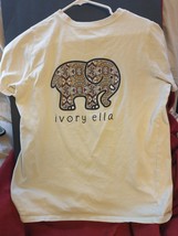 Ivory Ella Shirt Juniors L Ivory S S Crew Neck Elephant Cotton T Shirt - £5.92 GBP