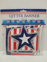 Patriotic Red White Blue 4th Of July UNITED WE STAND Banner Garland 7FT - $5.93