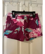 Stylus Womens Size 2 Purple Pink Floral Hawaiian Shorts - £8.89 GBP