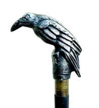 Raven Walking Stick Hand carved handle Best Costume Prop Metal Raven Black Stick - £27.89 GBP
