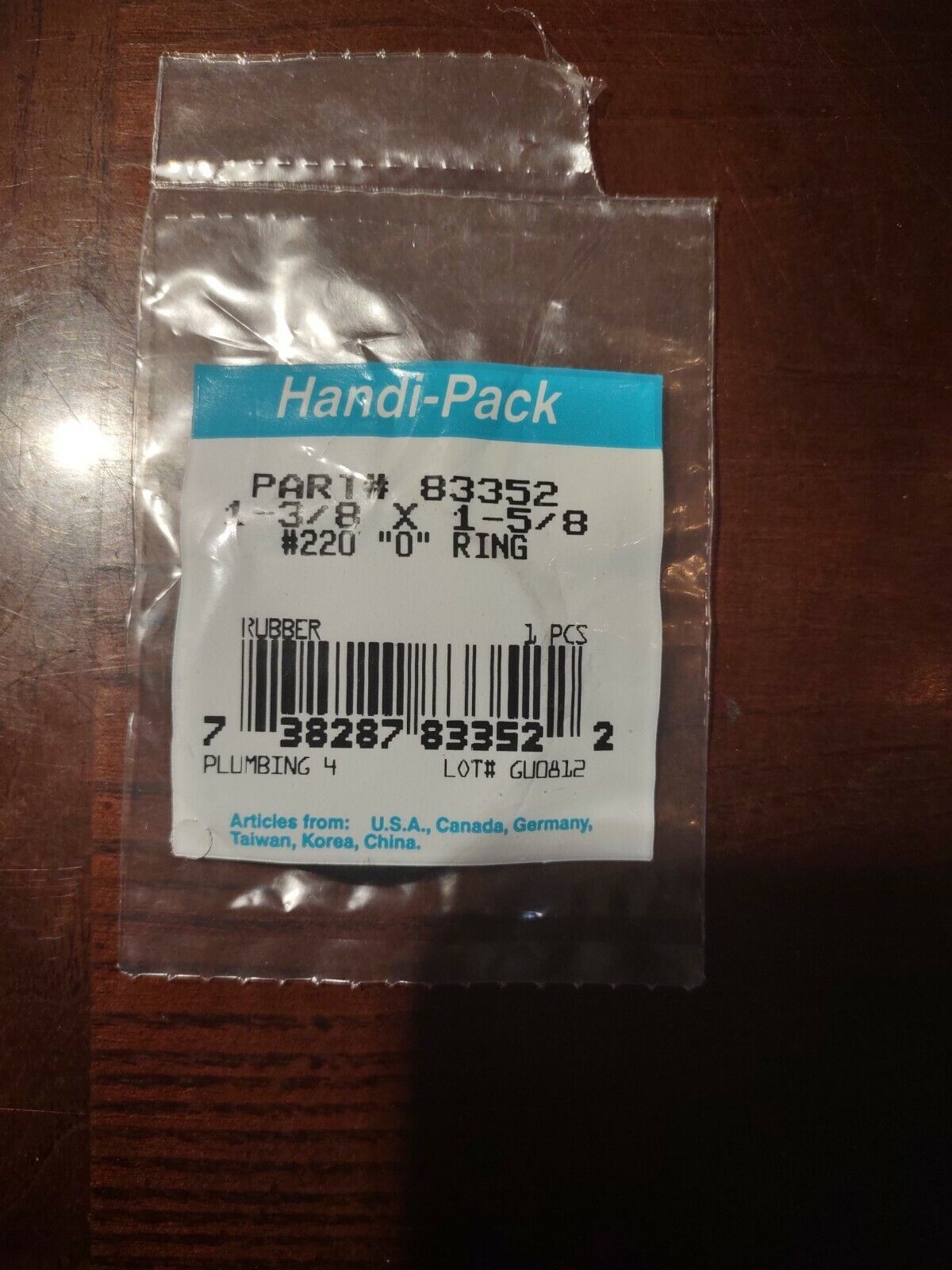 1-3/8&quot; x 1-5/8&quot; x 1/8&quot; Rubber O-Ring - $4.83