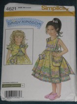 Simplicity Pattern 4621 Girl&#39;s Daisy Kingdom Dress, Jacket &amp; Purse Sizes 3-6 UC - £7.80 GBP