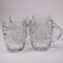 Set Of Four George Killians Irish Red Large Clear Glass Dimpled Cups Bee... - $27.89