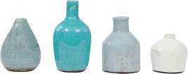 Creative Co-Op Blue & Ivory Terracotta Vases (Set Of 4 Shapes And Sizes) - $34.99