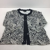 Spense Womens Sweater Cardigan Buttons Black White Floral Dressy Office Size XL - £15.71 GBP