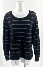 Basic Editions Sweater Womens Plus Size 1X Black Gold Striped Faux Layer... - $13.86