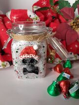 Goth Santa Claus Skull New Trinket Square Latch Glass Jar Candy Christma... - $11.95