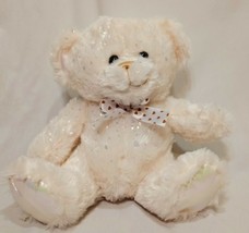 Teddy Bear with Sparkly Hearts Plush 9&quot; 2019 Stuffed Animal Kelly Toy White  - £23.11 GBP