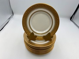 Set Of 9 Faberge Imperial Heritage Gold &amp; White Saucers / App Plates - £237.04 GBP
