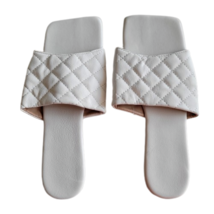 White Quilted Slides Mules Sandals Square Toe SZ 39  8.5-9 Pedicure Slip... - $7.91