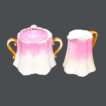 Graduated pink creamer and sugar bowl . Attributed Austria. Flaw (see be... - $38.25
