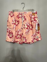 The Endless Summer Men&#39;s Pink Floral Swim Trunks Quick Dry Drawstring L NWT - $21.49