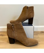 VIA SPIGA Short Tan Bootie with Heel Real Leather/Suede Upper and Lining 9M - $29.69