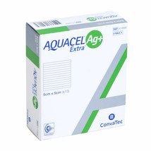Aquacel AG+ Extra Silver Hydrofiber Wound Dressing 5cm x 5cm, 2''x2'' x10 413566 - $50.34