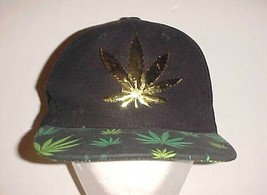 Cannabis Marijuana Weed Plants Adult Unisex Black Green Gold Cap One Size New - £12.60 GBP