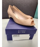 STUART WEITZMAN Petal Pink Lizard-Embossed Leather Logosavior Pumps Sz 8 - $40.49