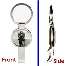 Bernie Sanders Mittens Meme Pendant or Keychain silver tone secret bottl... - $12.47