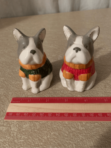 Primary image for Frenchie Bulldog Salt & Pepper Shakers Set Fall Frenchie Sweater Adorable