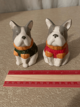 Frenchie Bulldog Salt &amp; Pepper Shakers Set Fall Frenchie Sweater Adorable - £11.85 GBP