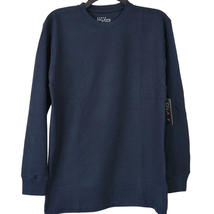 Galaxy Men Shirt Size S Blue Solid Classic Waffle Knit Thermal Long Sleeves Crew - £11.96 GBP