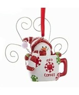 KURT S. ADLER 3.7&quot; HAND PAINTED RESIN SNOWMAN IN CUP CHRISTMAS ORNAMENT ... - £7.89 GBP