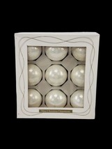 1997 Christmas Holiday Ornament Balls Set of Nine Solid White w Silver - $13.06