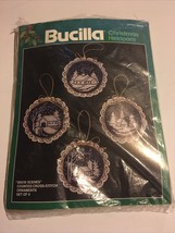 Vintage Bucilla Christmas Counted Cross Stitch Snow Scenes 62446 Ornaments Herit - £15.61 GBP