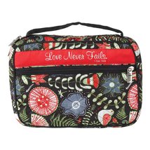 Dicksons Love Never Fails Floral Pattern Quilted Cotton Zippered Bible C... - £11.13 GBP